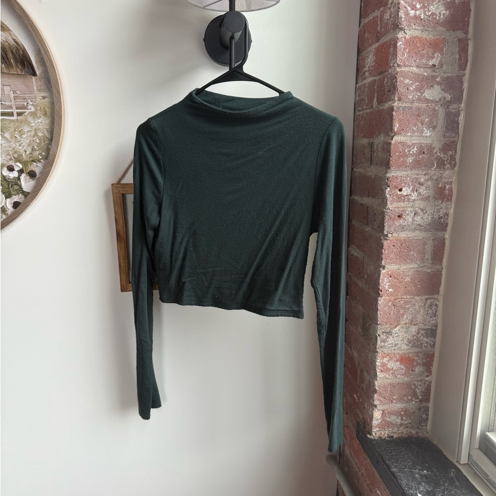 Chic Dark Green Long Sleeve Women's Top